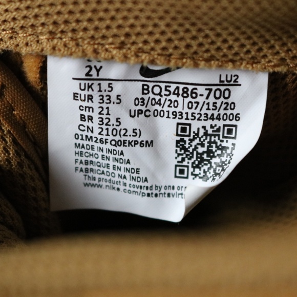 NIKE AIR FORCE ONE 1 LV8 3 Wheat Suede Sneakers Youth Size 2 (EU 33.5) - Picture 11 of 12